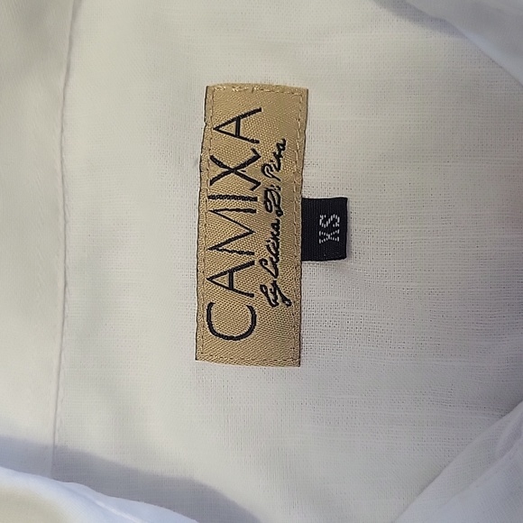Camixa Women's white Linen blend button up size XS roll tab sleeve casual beach - Picture 4 of 9
